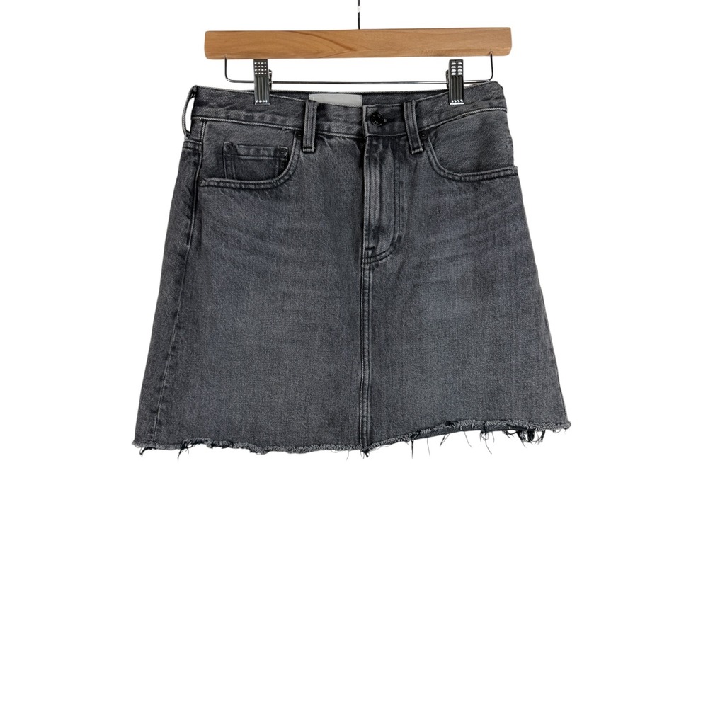 EVERLANE The Denim Skirt Women's Raw Hem Size 27 Faded Black